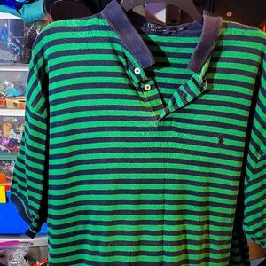 Men's XXL Ralph Lauren Blue & Green Striped Polo